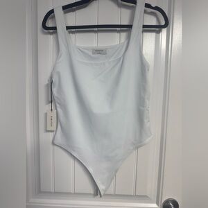 Babaton White Scoop-Neck Bodysuit